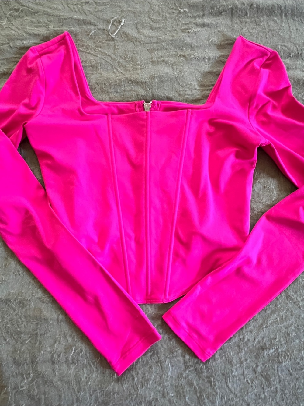 Reoria Women’s Hot Pink Corset Going Out Rave Festival Party Top Size S Slim Fit